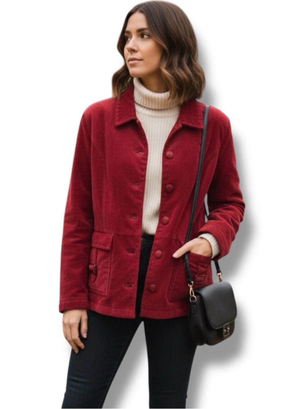 Country Shop Vintage 90’s Blazer Jacket Red Suede Leather Washable Women’s M